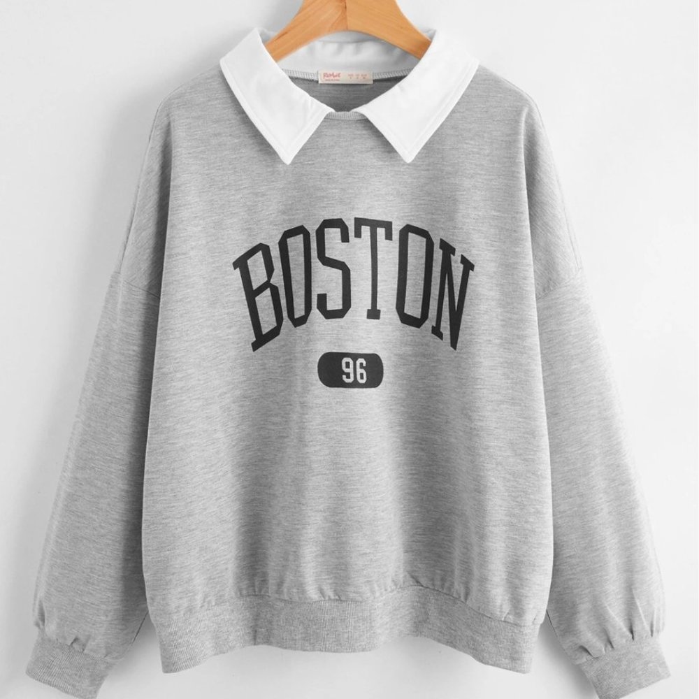NWT Romwe Letter Graphic Collar Sweatshirt